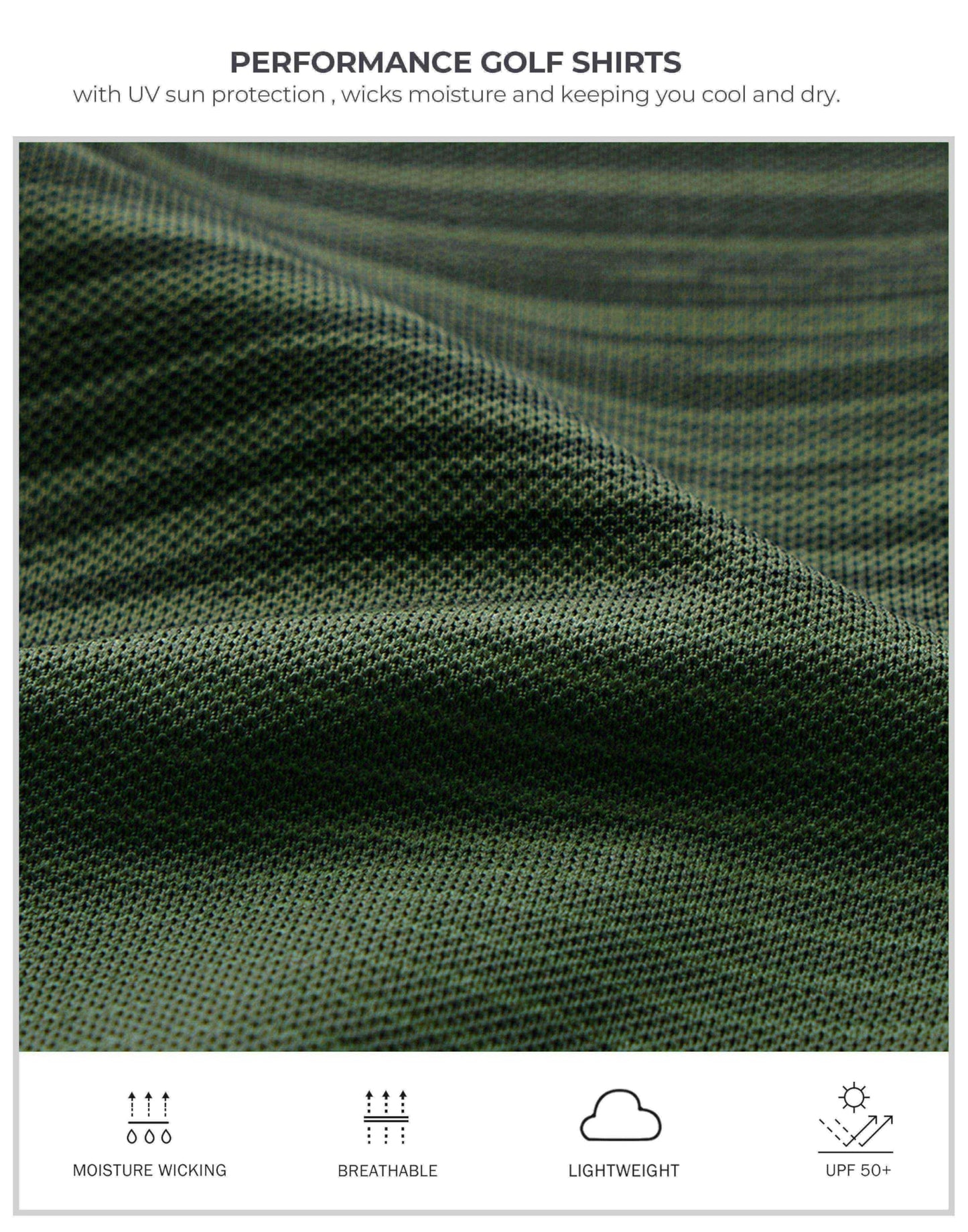 Men's Golf Shirts Dry Fit Moisture Wicking Performance Short Sleeve Collared Polo Shirts for Casual Tennis Bussiness (Dark Green Stripe, M)