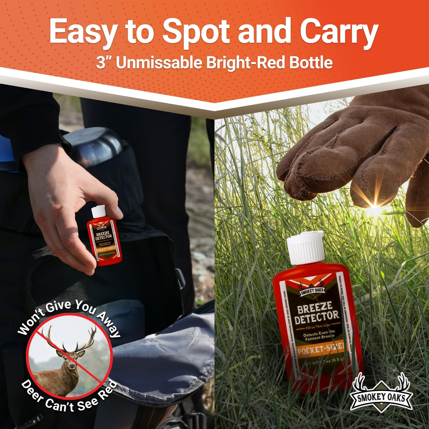 15x More, Ultra Visible Wind Checker Powder Scentless, Draft Indicator Hunting Dust. Compact 3" Breeze Direction Detector, Smoke Puffer Bottle, and Bulk Refill. Big Game Downwind Bundle Gear