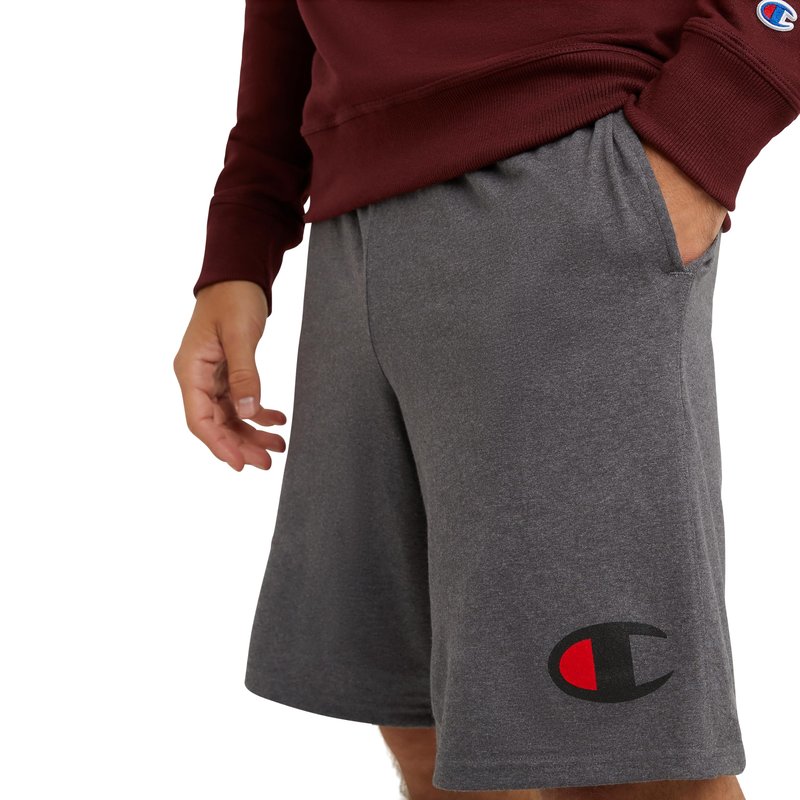 Champion Men's Graphic Jersey Short, granite Heather, Medium