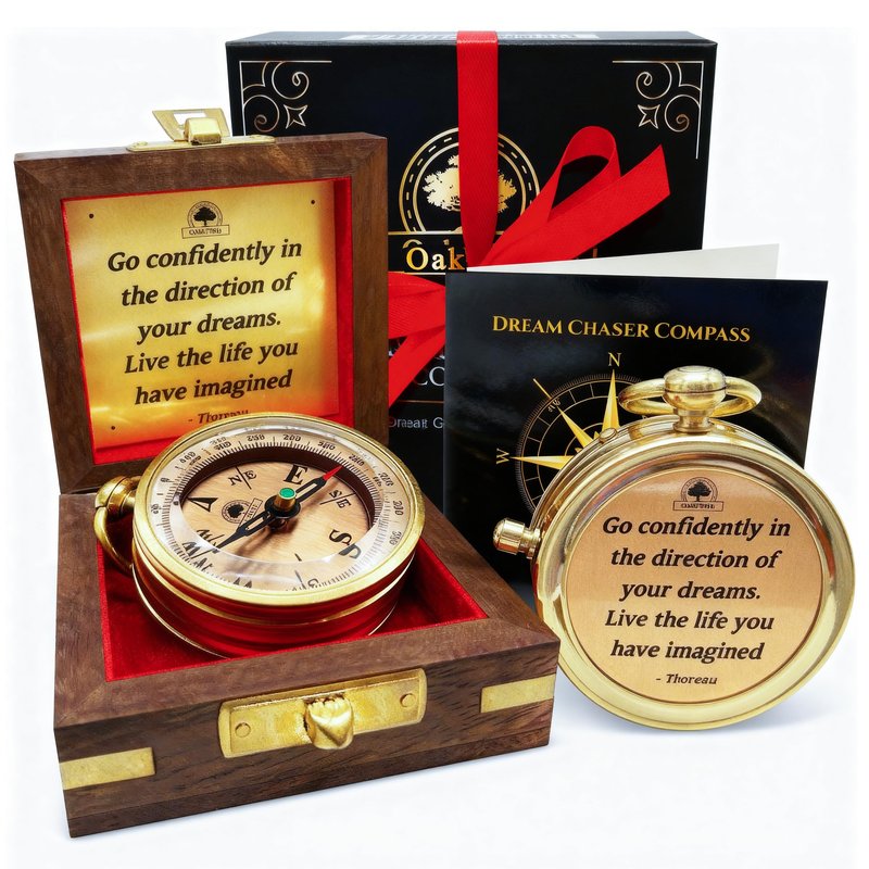 The Dream Chaser Compass - Go Confidently -2026 Unique Graduation Gifts for Him, College, High School, Cool Birthday Gift Idea for Son, Boys, Motivational Greeting Card Included