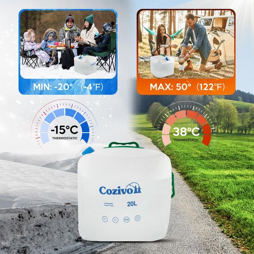 2 Pack Collapsible Water Container,5.3 Gallon Water Storage Jug with Spigot, BPA-Free Portable Water Cube for Outdoor Camping Hiking and Emergency Survival Kit (2 Pack)