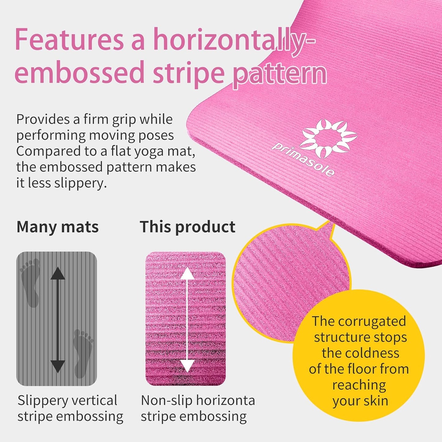 1/2-Inch Extra Thick NBR Yoga Mat with Enhanced Stability - Textured Design, Lightweight Mat with Carrying Strap & Case for Yoga, Pilates, Gym & Home Use (Multiple Colors)