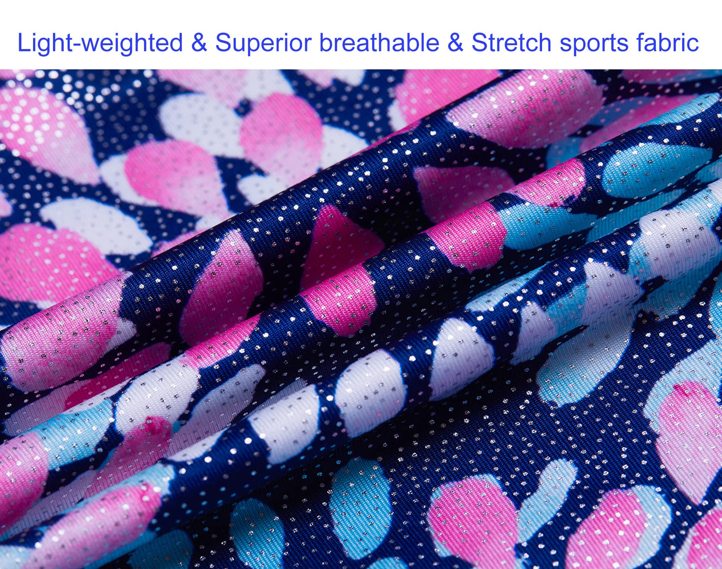 Domusgo Leotard for Girls Gymnastic Size 4t 5t Shiny Round Flowers Blue One-Piece Biketard