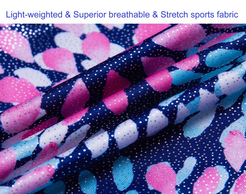 Domusgo Leotard for Girls Gymnastic Size 4t 5t Shiny Round Flowers Blue One-Piece Biketard