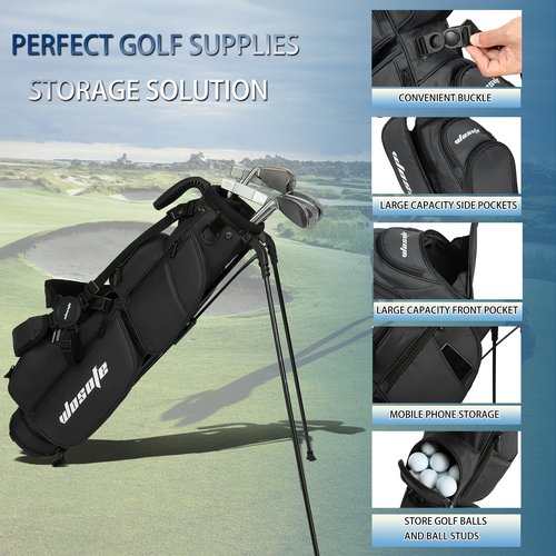 Golf Stand Bag for Men Women 3-Way Dividers Lightweight Par 3 Driving Range Executive Courses Portable and Durable with Adjustable and Detachable Dual - Shoulder Straps Rain Cover