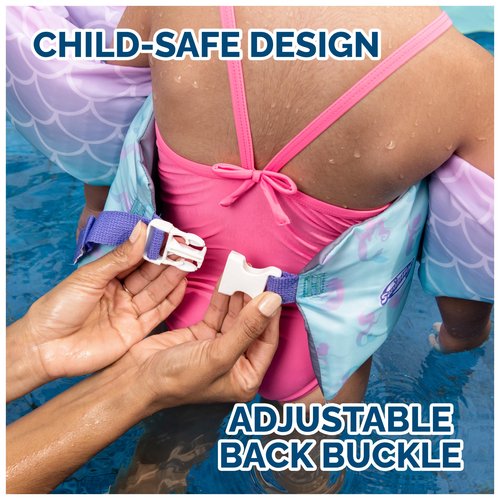 SwimWays Swim Trainer, US Coast Guard Approved Life Vest Kids Swim Vest, Arm Floaties & Life Jackets for Kids 33-55 lbs, Mermaid