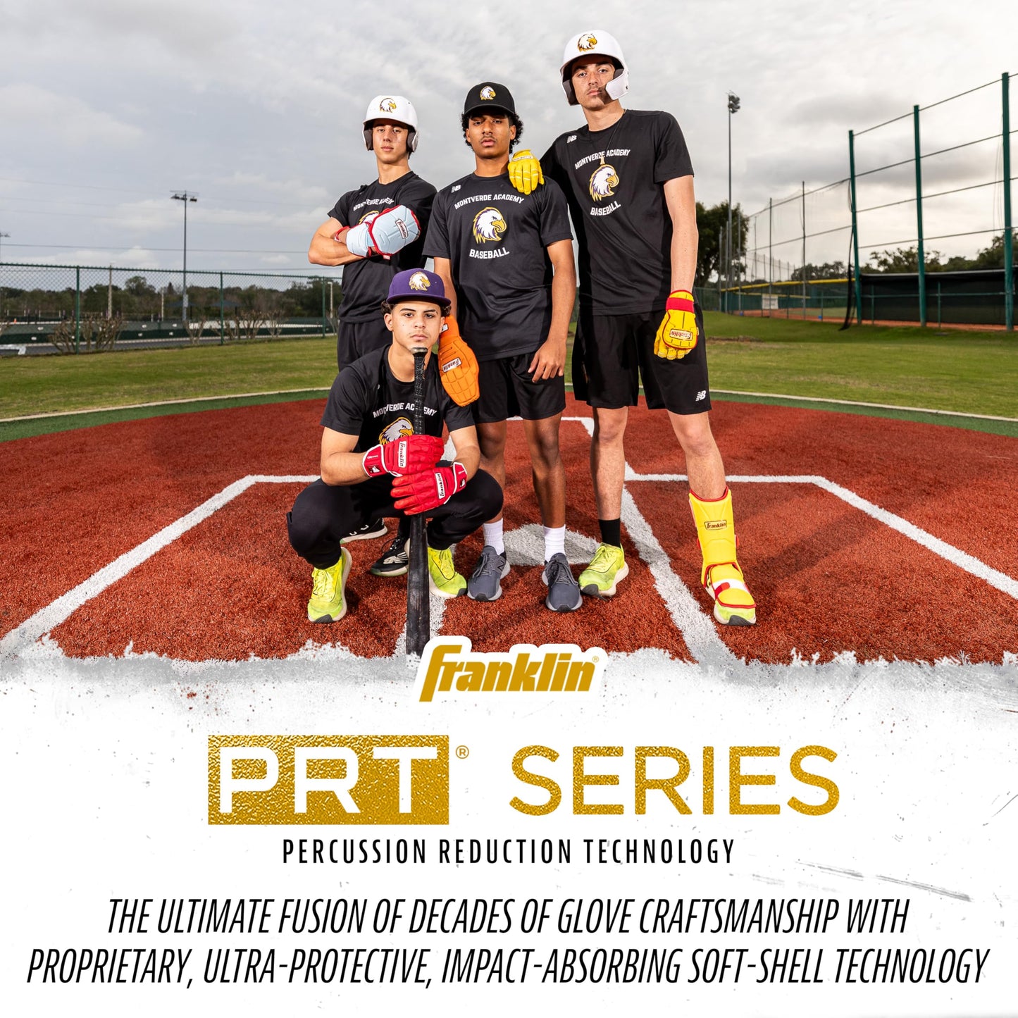 Franklin Sports Baseball Elbow Guard - PRT Series Youth Baseball + Softball Shield for Batting - Protective Elbow + Forearm Pad - Right + Left Hand Hitters - Black/Gold - One Size - Youth