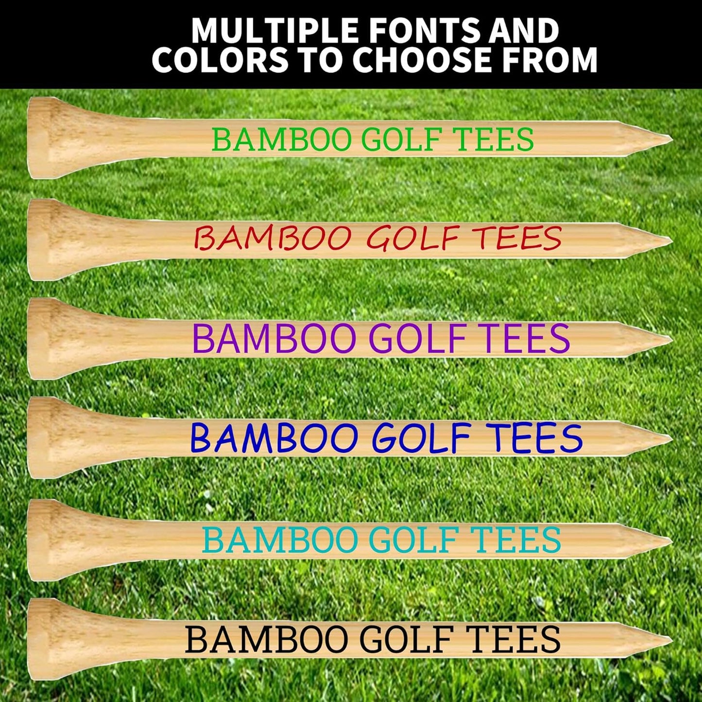 100-1000pcs Personalized Golf Tees, Printed with Your Name or Text Logo. Custom Bamboo Golf Tees, 3 1/4'' 2-3/4'' 2-1/8'', Personalized Golf Gifts