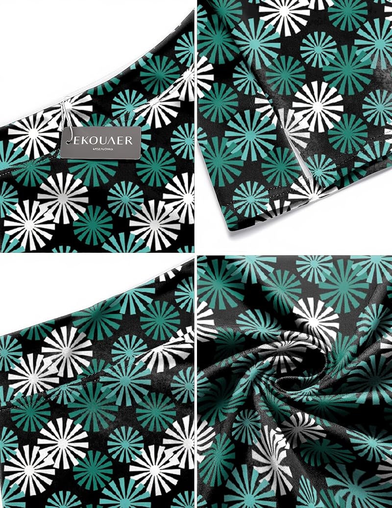 Ekouaer Active Skort for Women - Lightweight Golf Tennis Running, Green Flower Large