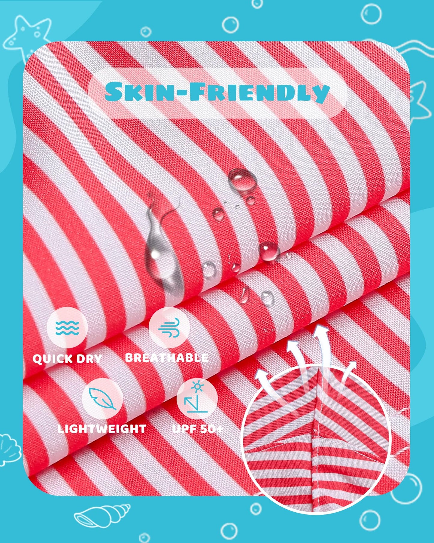 maamgic Boys Swim Trunks with Compression Liner Toddler Stretch Swim Shorts Quick Dry Swimming Trunks Boxer Brief 2 in 1 Beach Shorts Red Stripe 2T
