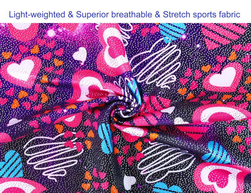 Domusgo Leotard for Girls Gymnastics Size 3t 4t Sparkly Pink Heart Love One Piece Biketard with Shorts