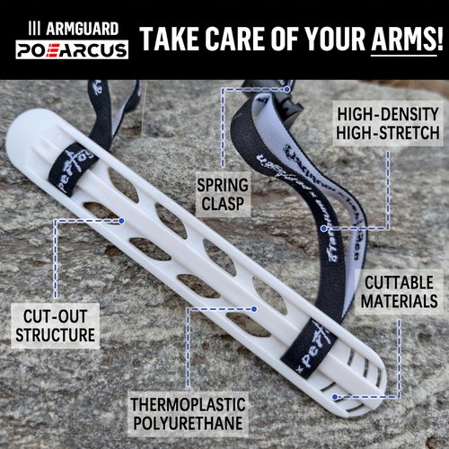 TPU Rubber Archery Arm Guard - Adjustable Protective 2-Strap Arm Guards, Lightweight Hunting Target Shooting Competition for Athletic Accessory