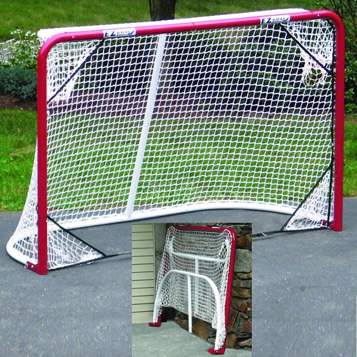 2-inch Heavy-Duty Official Regulation Folding Metal Hockey Goal with Corner Targets Red White Polyester Stainless Steel