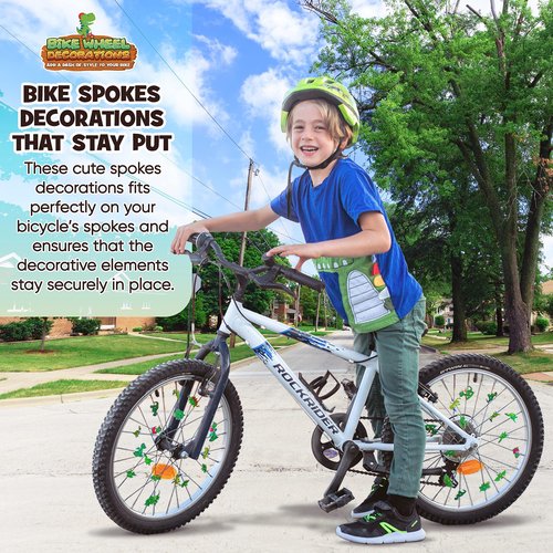Bike Wheel Spoke Accessories for Kids – Fun Bicycle Decorations & Attachments for Boys & Girls - Party Favors, Goodie Bag Stuffers, Outdoor Toys – Dinosaur Theme, Pack of 36