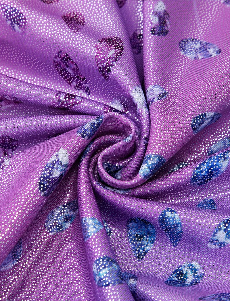 HOZIY Gymnastics Leotards for Girls Mesh Neckline with Iridescent Rhinestones Back Cut Out Sleeveless Size 5-6 Years Purple Diamonds Biketard Shorts Tumbling Outfits Toddler Kids Sparkly Shiny