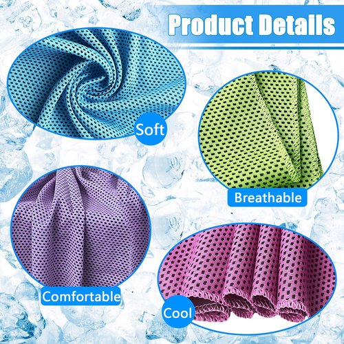 Kuihaazi 10 Pack Cooling Towels,40"x12" Neck Face Cooling Towels,Soft Breathable Chilly Towel for Women,Men,Sport,Yoga,Golf,Gym,Camping,Running,Fitness