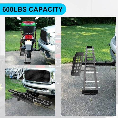 EGO BIKE 600LBS Steel Motorcycle Scooter Dirtbike Carrier Hauler Hitch Mount Rack Ramp Anti Tilt