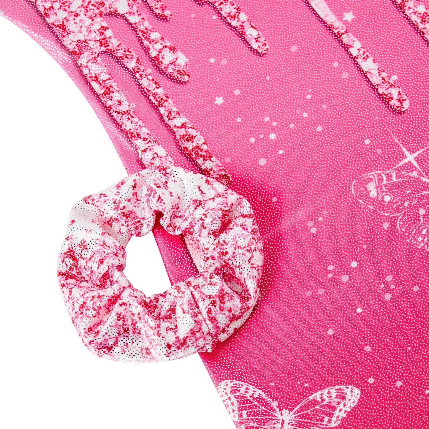 Vogseek Sparkly Gymnastics Leotards for Girls 5 6 Years Cute Hot Pink Shiny Ballet Dance Unitards Biketards with Hair Scrunchie Kids Tumbling Shorts Activewear Clothes, Sparkle Rose Red
