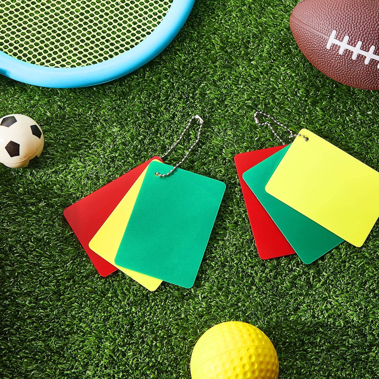 2 Sets Referee Penalty Cards Football Referee Card Sets Soccer Warning Ejection Delay Green Red and Yellow Cards for Sports Game Officials Kit