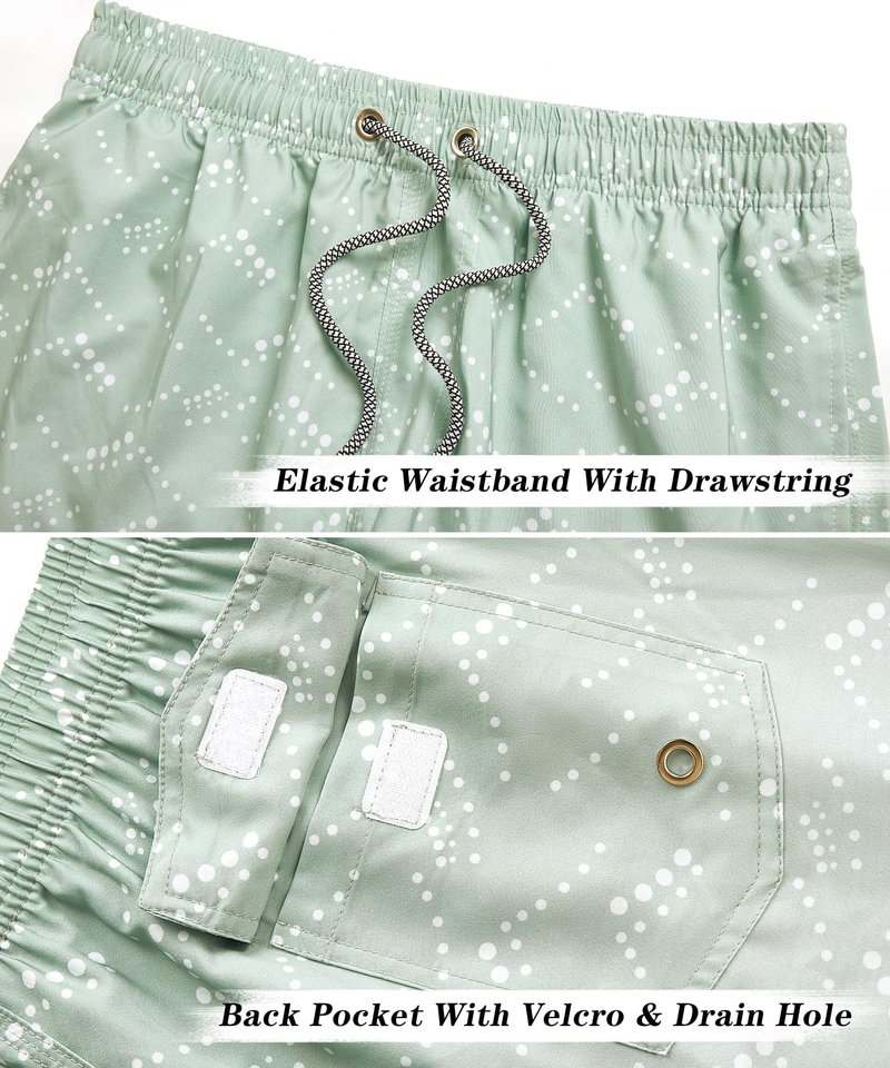 ELETOP Men's Swim Trunks Quick Dry Bathing Suit Swimming Board Shorts Mesh Lining Beach Swimwear Gradient Light Green 4XL