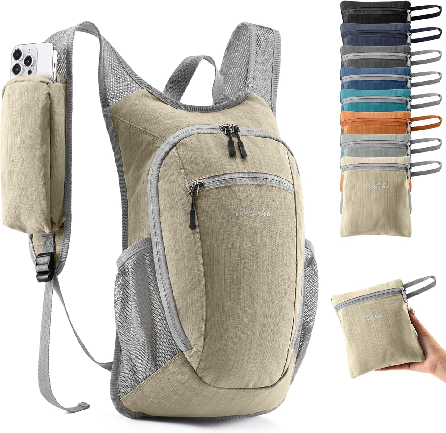 10L Small Hiking Backpack Travel Daypack Lightweight Packable Back Pack for Women Men(Black)