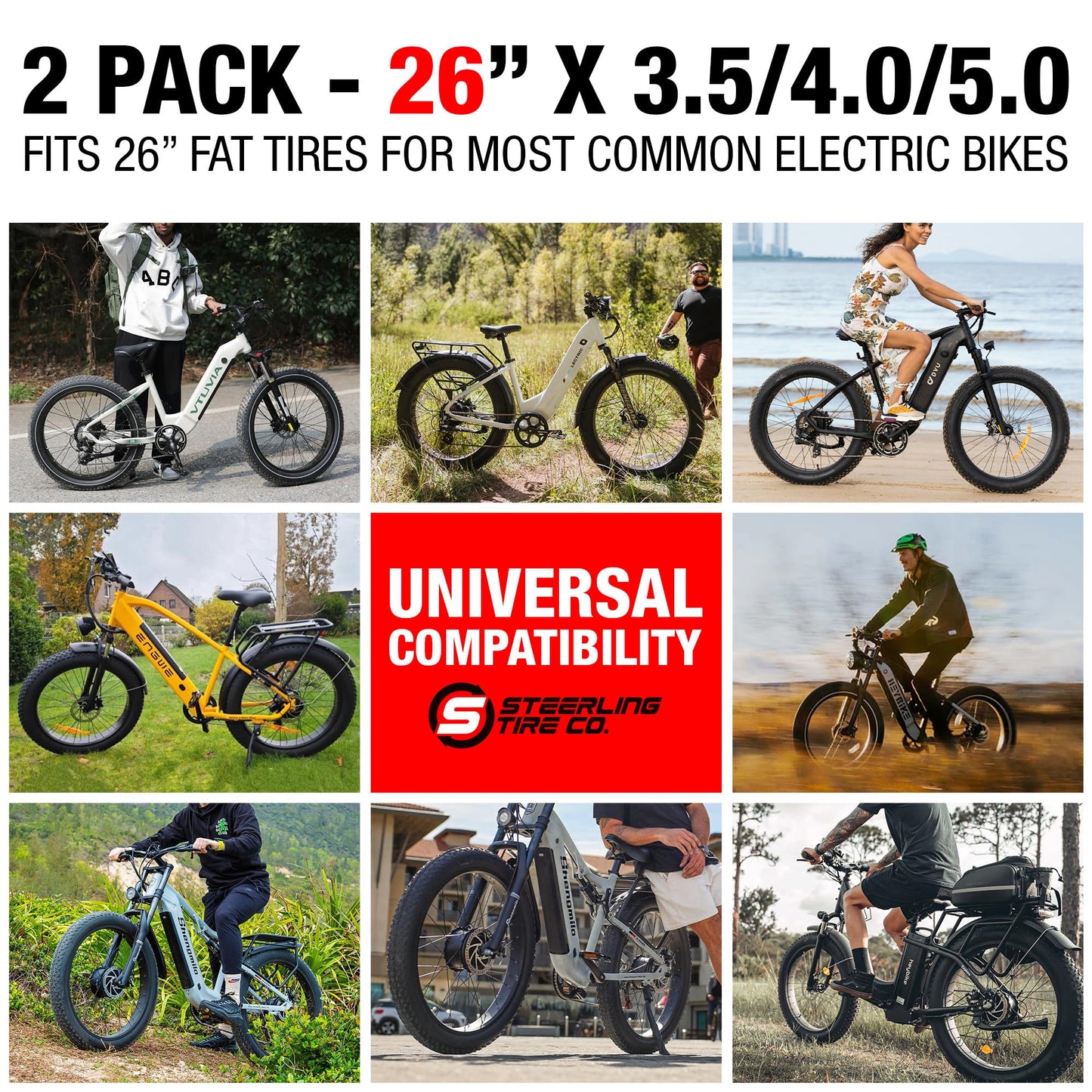26x4.0 fat bike tube set (2 pack) - Heavy Duty replacement for E-Bikes with 26x4.0 fat bike tires tube wheels. Schrader Valve with 2 Tire Levers Included. Inner Tube for 26 inch Ebike Electric Bicycle