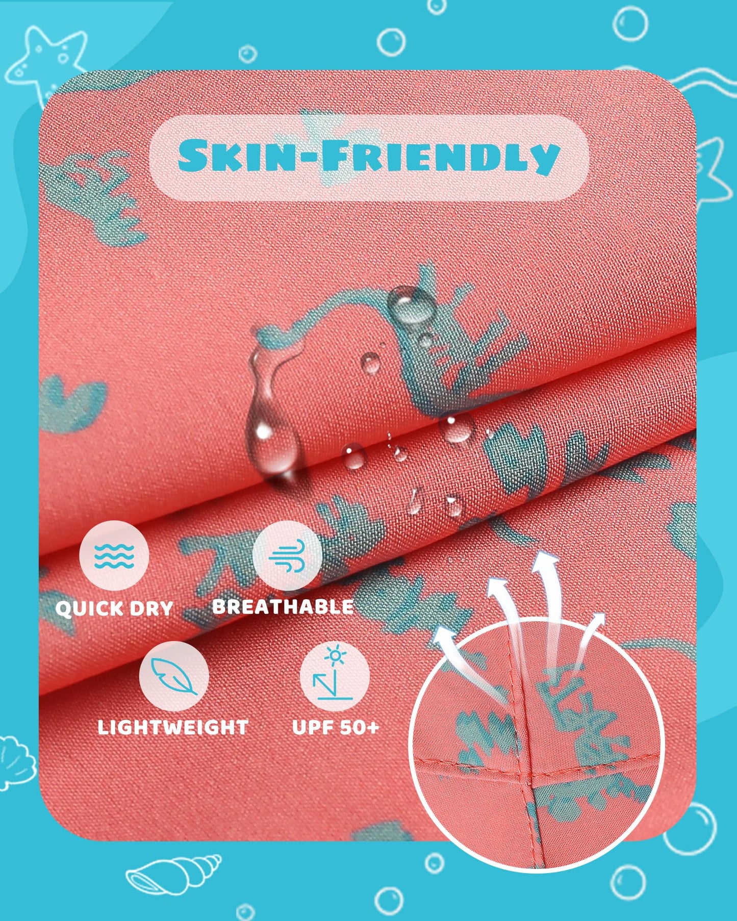 maamgic Boys Swim Trunks with Compression Liner Toddler Stretch Swim Shorts Quick Dry Swimming Trunks Boxer Brief 2 in 1 Beach Shorts Pink Mini Dinosaur 14/16