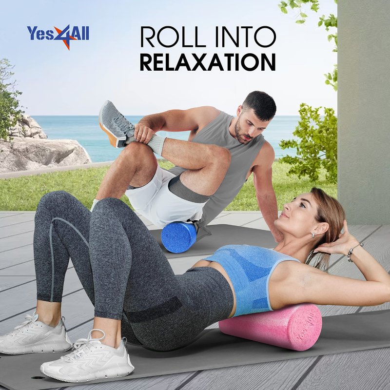 Yes4All High-Density EPP Round Back Roller Foam, Exercise Foam Roller for Yoga, & Pilates, Multiple Sizes and Colours, Fuschia Rose - 12 inches