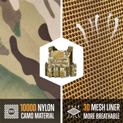 MOCHAR Quick Release Tactical Vest Camo Weighted Vest for Men 1000D Tactical Gear for Outdoor Training Hunting Gaming