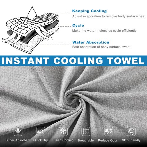 Clothirily Cooling Towels (40"x12"), Microfiber Gym Towels for Neck and Face, Men & Women Workout Towel for Hot Weather, Breathable Sweat Towel for Gym Yoga, Camping, Fitness, Running, 6 Pack