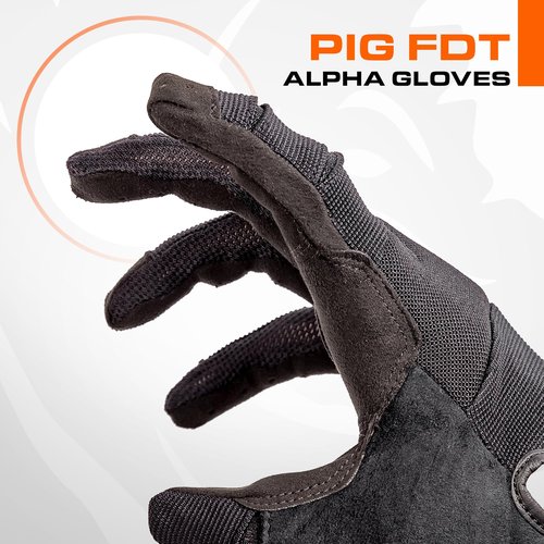 PIG Alpha Full Dexterity Tactical Gloves for Shooting, Touchscreen Compatible, Breathable, 1 Pair, Black, Large