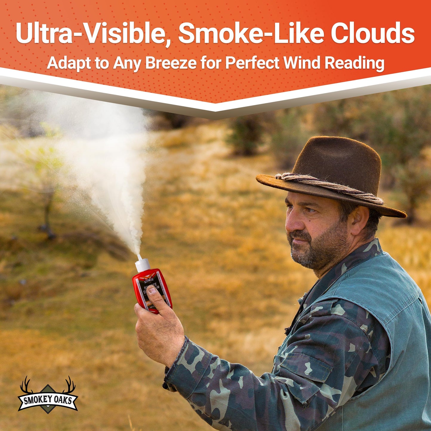 15x More, Ultra Visible Wind Checker Powder Scentless, Draft Indicator Hunting Dust. Compact 3" Breeze Direction Detector, Smoke Puffer Bottle, and Bulk Refill. Big Game Downwind Bundle Gear
