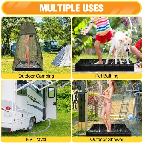 Tottist Upgraded Portable Shower Pan 41"x41"x5" - Heavy-Duty Non-Slip Base with Drain Hole & Mesh Storage Bag | Collapsible Camp Shower Tray for RV, Beach, Glamping | Leakproof Outdoor Bath Floor