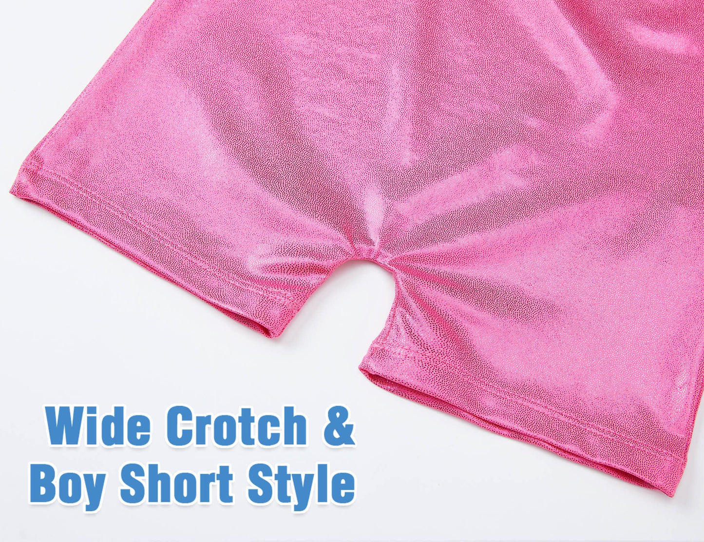 TENVDA Girls Gymnastics Leotards Size 3t 4t Stretchy Hot Pink Unitard with Shorts