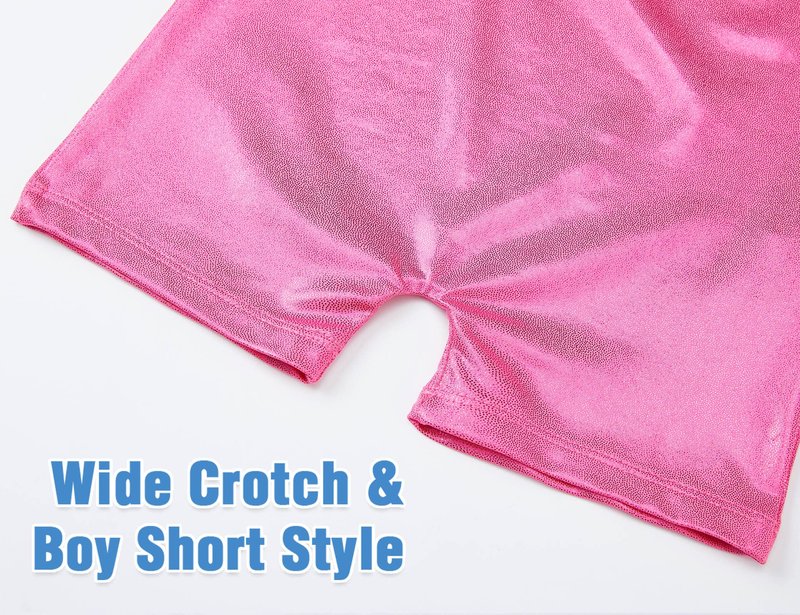 TENVDA Girls Gymnastics Leotards Size 3t 4t Stretchy Hot Pink Unitard with Shorts