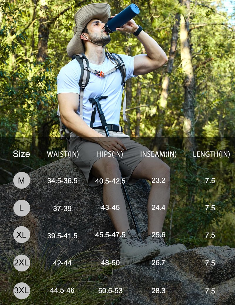 KPSUN Men's Hiking Cargo Shorts Quick Dry Stretch Casual Outdoor Golf Summer Shorts with 5 Pockets for Work Fishing Travel(SandKhaki M)