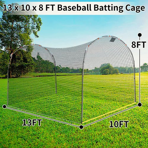 Sharellon 13×10×8FT Baseball Softball Batting Cage, Black Portable Batting Cages for Backyard Outdoor Pitching Practice Net,Baseball Batting Practice Net, Indoor Training Cage with Ground Frame