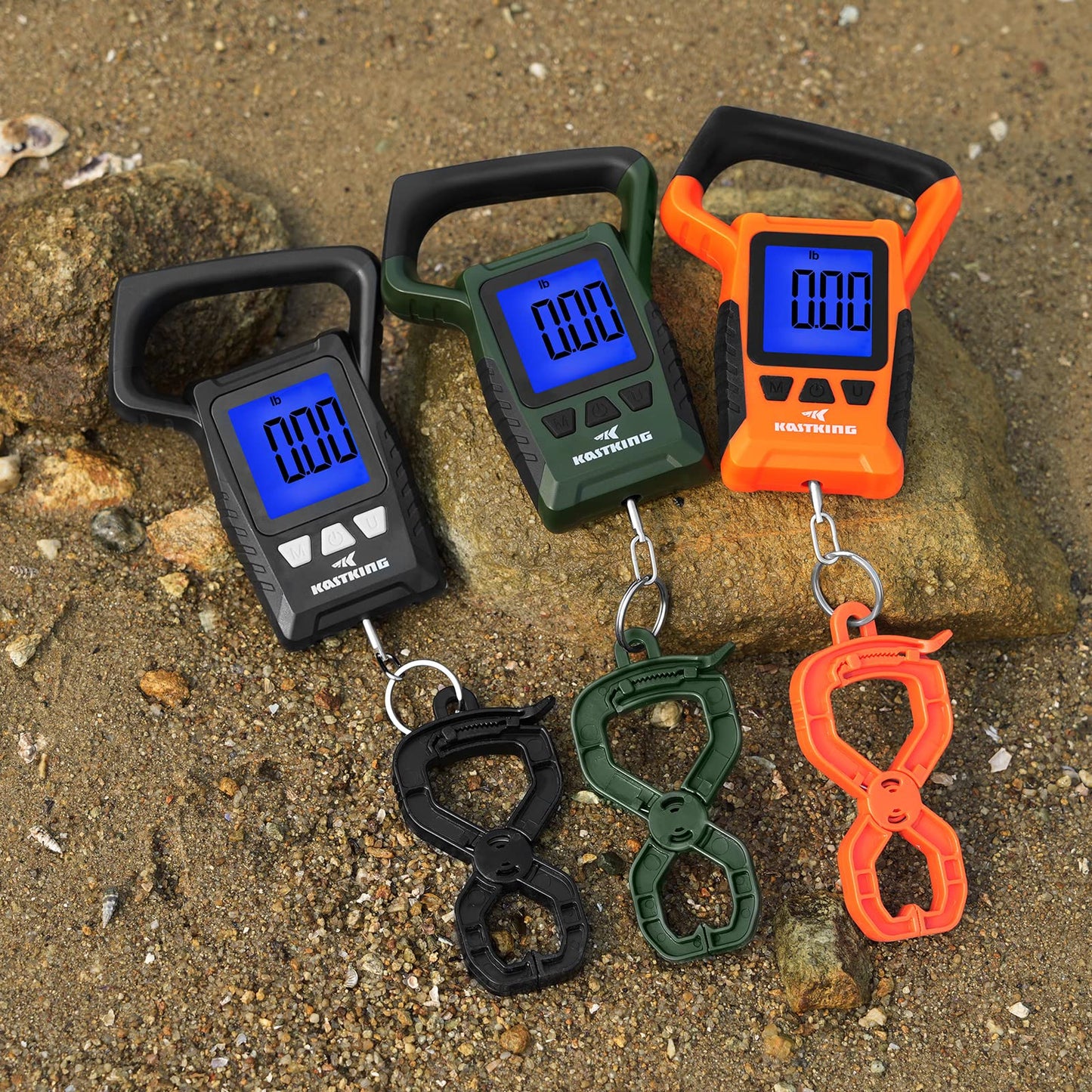 KastKing Fish Scale, WideView Floating Waterproof Digital Scale with No-Puncture Lip Gripper, 2.5” Large LCD Display, 110lb Capacity, Stores up to 9 Weights, Green