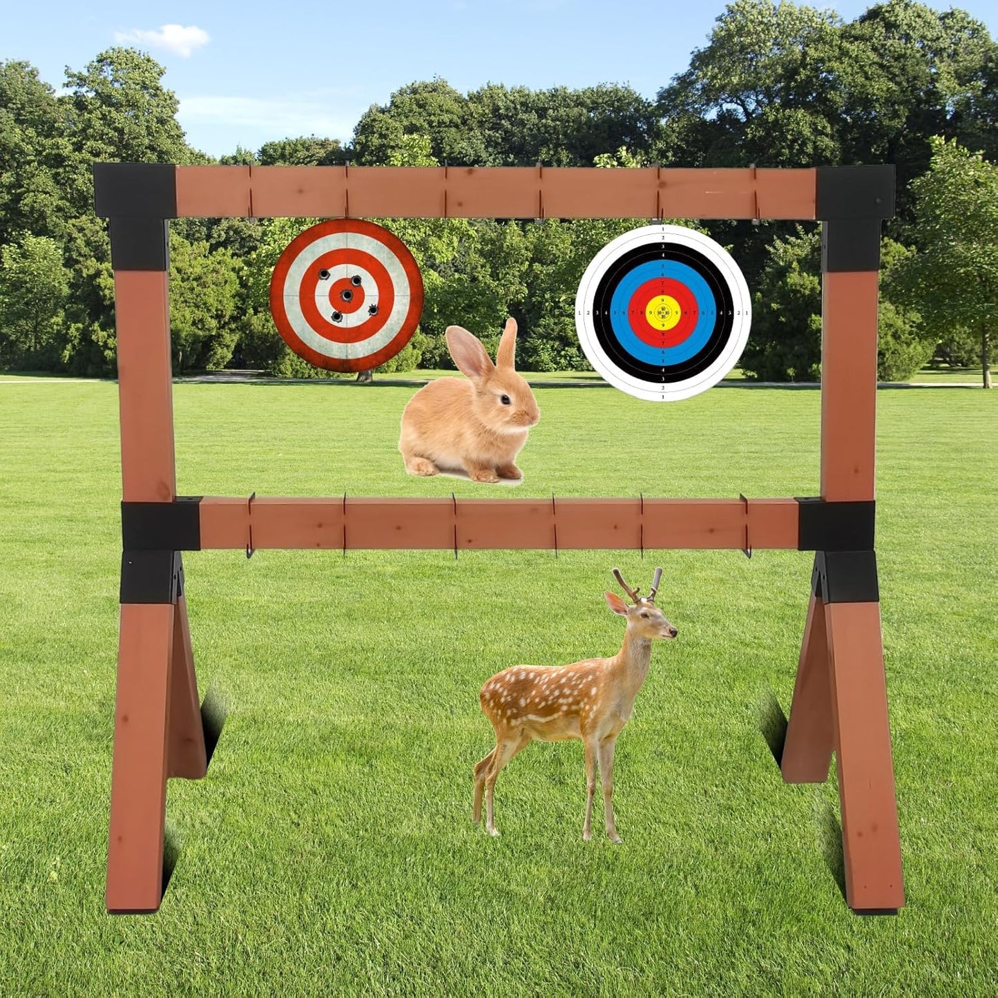 2x4 Target Stand Brackets, Heavy Duty Y and T Connectors with 12 Hooks, 1.5mm Thick Steel Frame, 1.6x3.6In I.D, for Outdoor Shooting, Archery and Gym Training