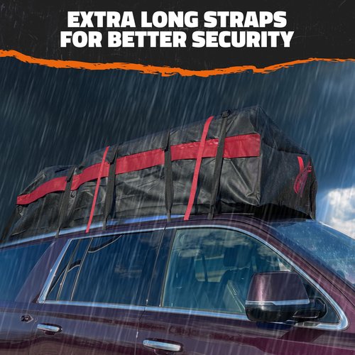 Mockins 45 Cu.Ft. XL Waterproof Rooftop Cargo Bag | 75"x48"x22" Heavy Duty Rooftop Cargo Carrier for Use with or w/o Roof Rack | Car Roof Bag Set Includes Top of Car Storage Mat, Lock, Hooks & Straps