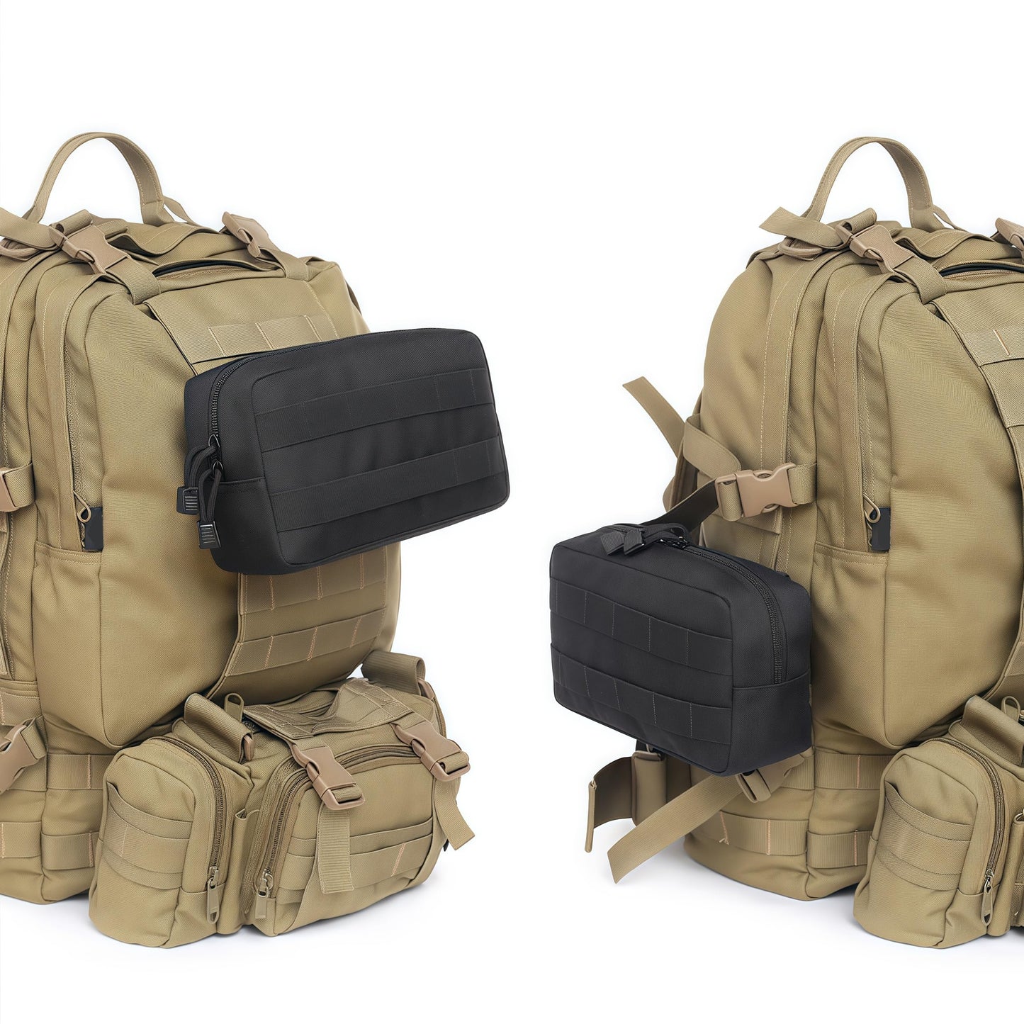2 Pack Tactical Molle Admin Pouches - Utility Molle Tool Pouch EDC Carry Belt Pouch Horizontal Modular Pouches Phone Pouch for Men,Multi-Purpose Utility Work Organizer Bag (Black)