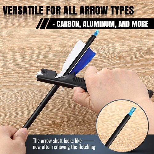 Enhon Fletching Removal Tool Dual Angle Arrow Fletching Tool for Precise Fletch & Glue Removal, Archery Tools with Stainless Steel Blade & Extra Replacement Blades for Arrow Maintenance (Black)