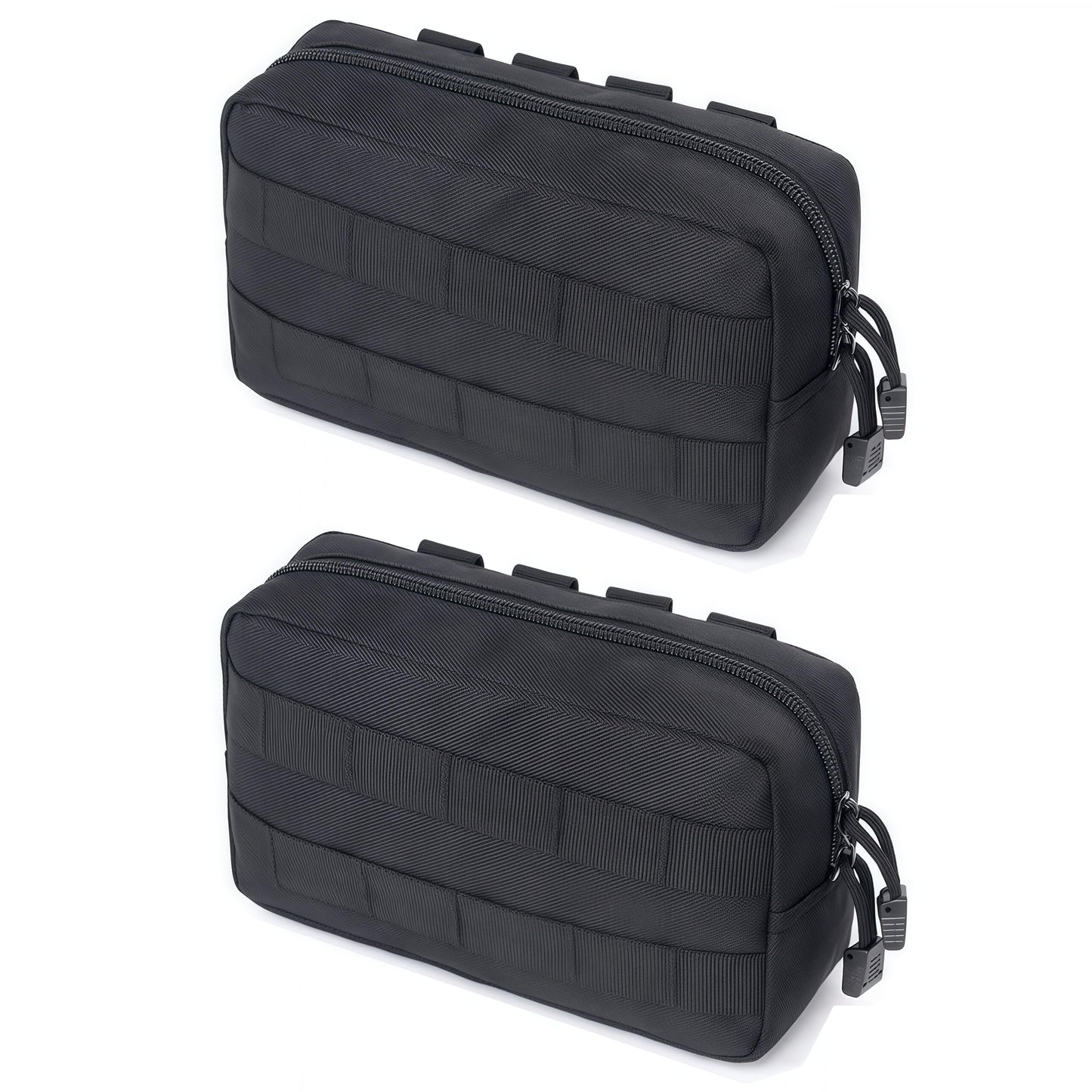 2 Pack Tactical Molle Admin Pouches - Utility Molle Tool Pouch EDC Carry Belt Pouch Horizontal Modular Pouches Phone Pouch for Men,Multi-Purpose Utility Work Organizer Bag (Black)