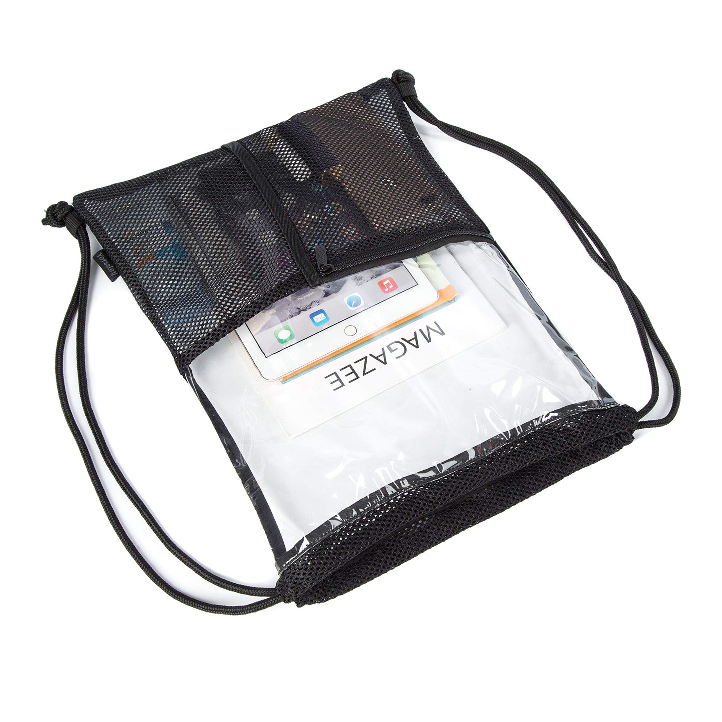 BORMELUN Clear Drawstring Backpack - Stadium Approved String Cinch Bag for Gym, Concerts, Clear Bag with Adjustable Straps Transparent