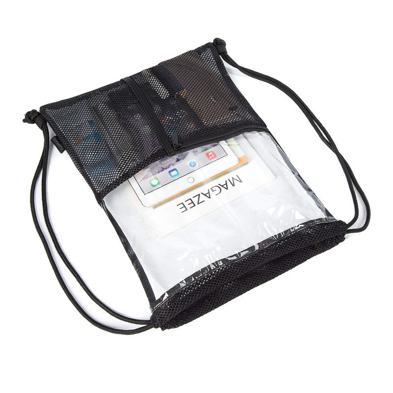 BORMELUN Clear Drawstring Backpack - Stadium Approved String Cinch Bag for Gym, Concerts, Clear Bag with Adjustable Straps Transparent