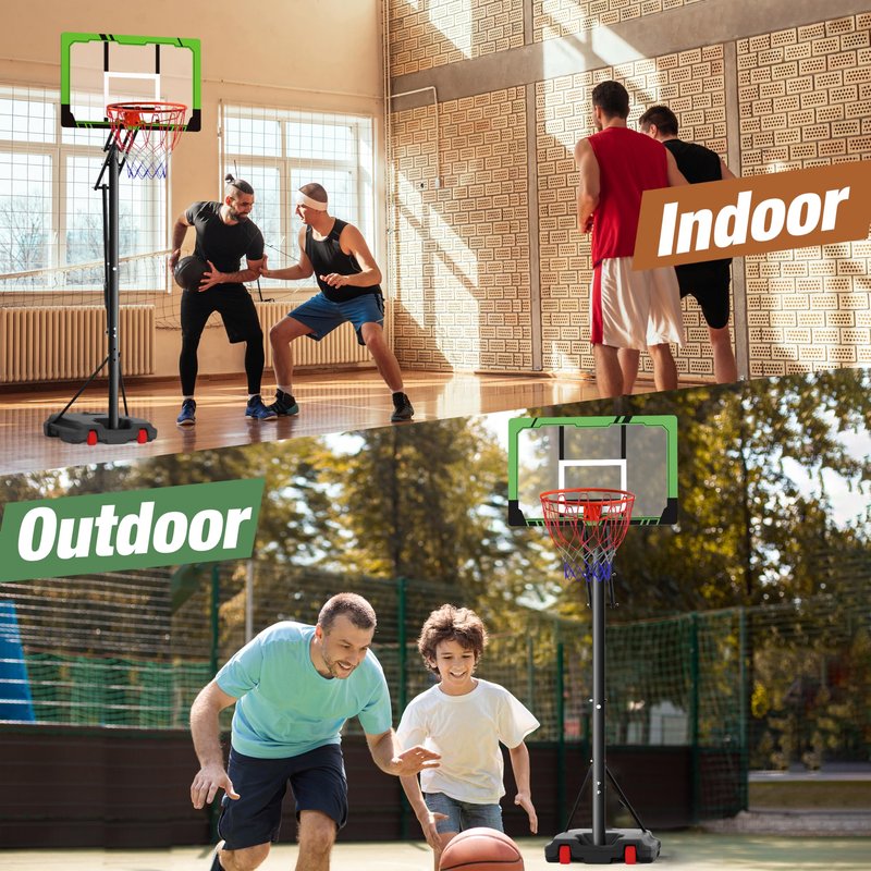 Portable Basketball Hoop Height Adjustable 8.5/10ft: Outdoor Basketball Goal System for All Ages in Backyard & Driveway, 33-48 Inch Shatterproof Backboard and Stable Base