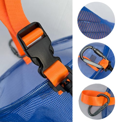 LUPUSH Clam Bag with Carabiner – Heavy-Duty Clam Net with Coated Mesh and Steel Ring – For Razor Clams, Clamming & Surf Fishing – Handheld or Belt Carry