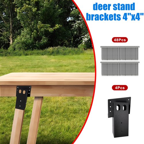 CHICAURA 4x4 Deer Stand Brackets with Stainless Steel Screws, Heavy Duty Elevator Brackets for Hunting Blinds, Shooting Shacks and Deer Blind Windows(Set of 4)