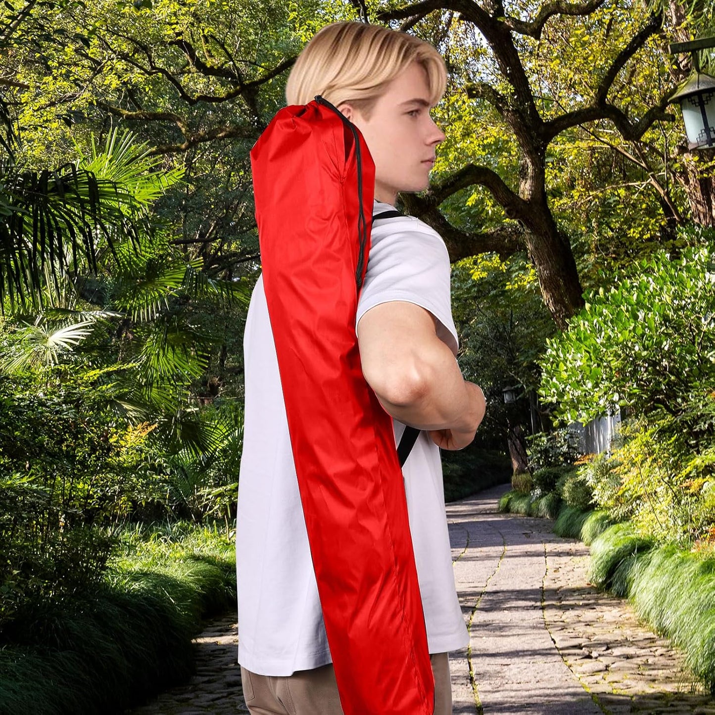 2pcs Camp Chair Replacement Bags, 36.22x9.84 Inch Polyester Durable Travel Outdoor Folding Chair Carry Bags with Shoulder Strap and Drawstring for Camping Hammock Yoga Mat Tripods (Red)