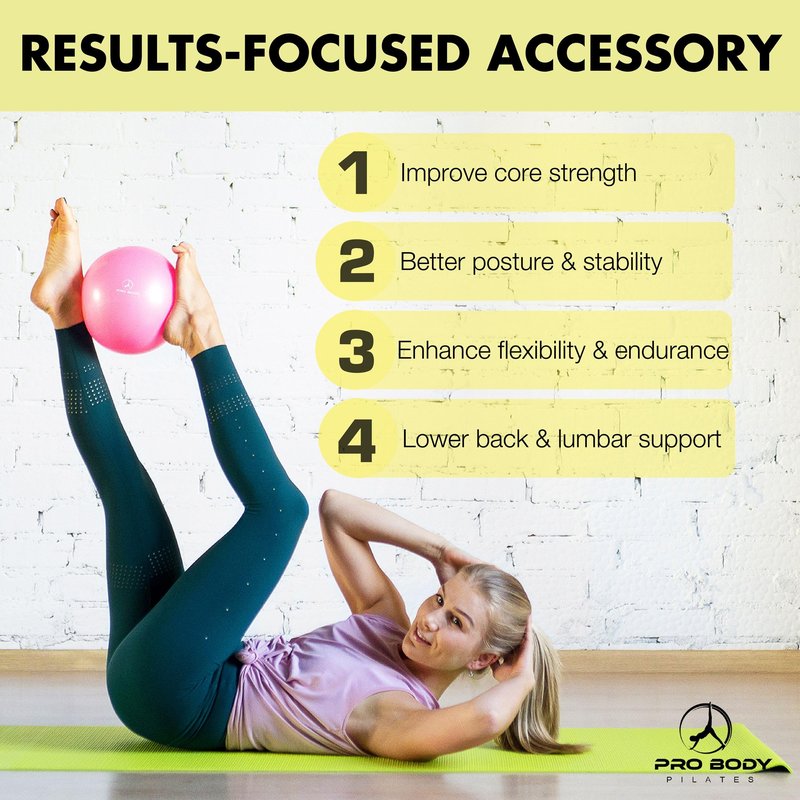 ProBody Pilates Small Exercise Ball - 9 Inch Workout Ball for Stability, Barre, Yoga, Core & Physical Therapy, Home Gym & Office Use (Teal)